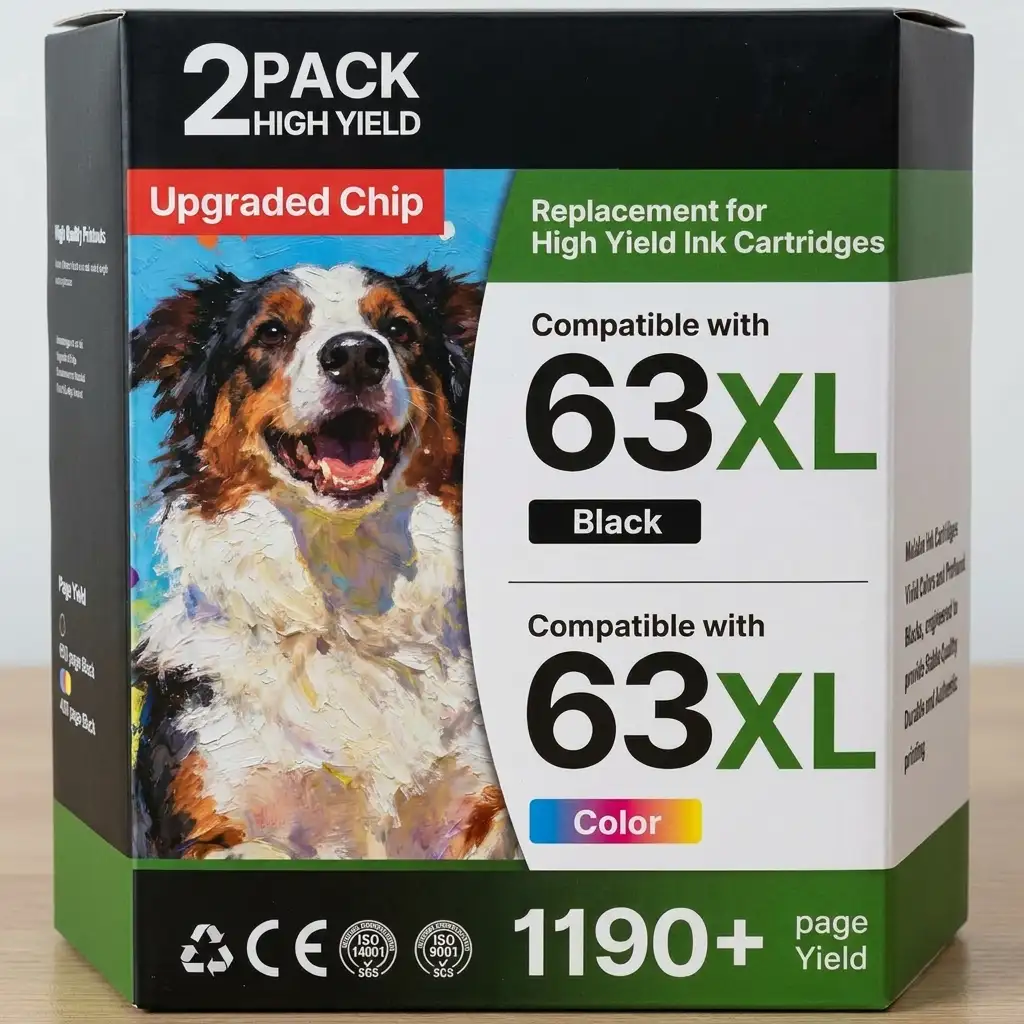 Acaves HP 63XL Compatible Ink Cartridges Black and Color — high yield combo pack for OfficeJet, Envy, DeskJet printers