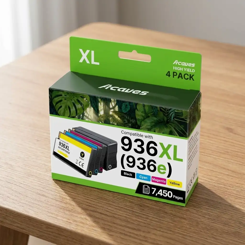 Acaves HP 936XL Compatible Ink Cartridges 4-Pack for OfficeJet Pro 9120e 9125e 9130e 9730e